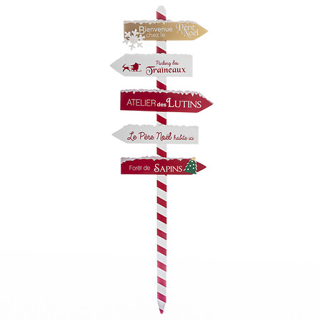 PANCARTE EN BOIS - ROUGE BLANC - H120CM