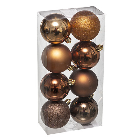 BOULES DE NOËL - 70MM - 8 PIÈCES - BRONZE