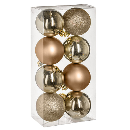 BOULES DE NOËL - 70MM - 8 PIÈCES - OR