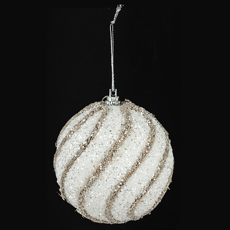 BOULE DE NOËL - PLASTIQUE ET FIL DE JUTE PAILLETÉE - 80MM