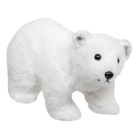 OURS BLANC À 4 PATTES EN PLASTIQUE - 21CM