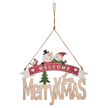 SUJET DE NOËL EN BOIS PANCARTE "JOYEUX NOËL" - L29CM