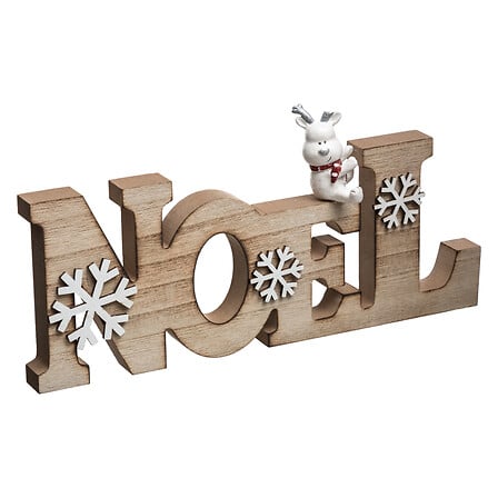 MOT EN BOIS NOËL AVEC FLOCONS DE NEIGE - 30CM