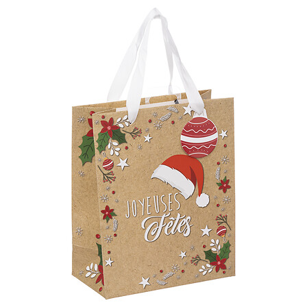 SAC CADEAU EN PAPIER KRAFT - L17,8xP9,8xH22,9CM