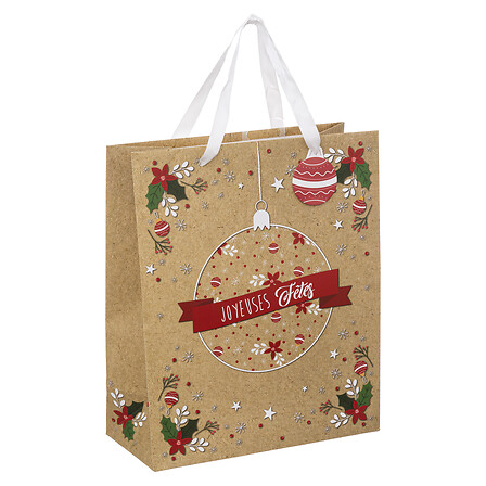 SAC CADEAU EN PAPIER KRAFT - L26xP12,7xH32,4CM