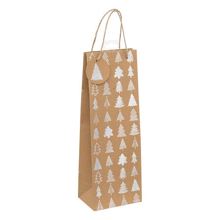 SAC CADEAU POUR BOUTEILLE EN PAPIER KRAFT - L12,7xP9xH35,5CM