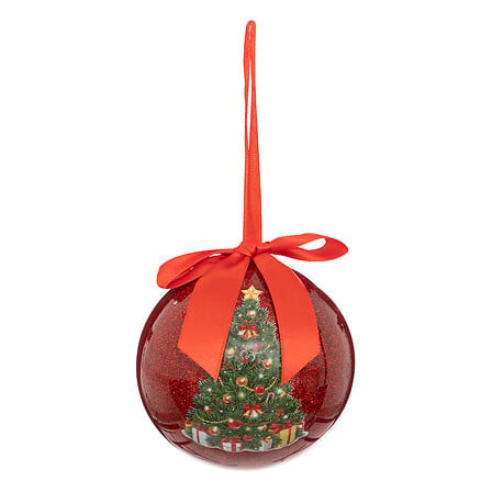 BOULE DE NOËL - GLITTER - ROUGE SAPIN - 100MM
