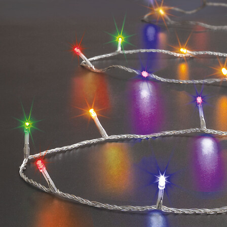 GUIRLANDE LUMINEUSE EXTÉRIEURE - 10M - 100 LED - COULEUR DU FIL BLANC - MULTICOLORE - 8 FONCTIONS - TIMER - SUR TRANSFORMATEUR
