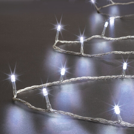 GUIRLANDE LUMINEUSE EXTÉRIEUR - 10M - 100 LED - COULEUR BLANC -COULEUR DU FIL BLANC FROID - 8 FONCTIONS - TIMER - SUR TRANSFORMATEUR