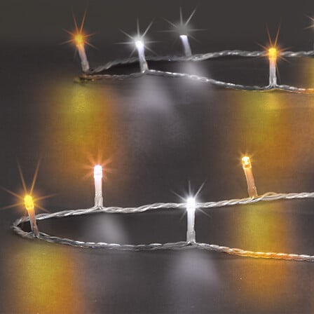 GUIRLANDE LUMINEUSE EXTÉRIEUR - 10M - COULEUR DU FIL BLANC - 100 LED - 8 FONCTIONS - TIMER - BLANC FROID BLANC CHAUD - SUR TRANSFORMATEUR