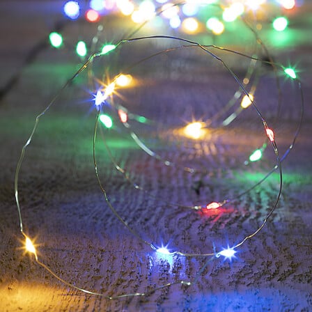 GUIRLANDE LUMINEUSE EXTÉRIEURE - 10M - 100 LED - COULEUR DU FIL CUIVRE - MULTICOLORE - 8 FONCTIONS - SUR TRANSFORMATEUR