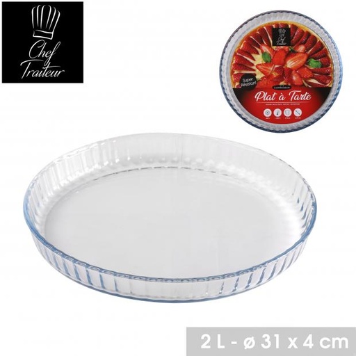 CHEF TRAITEUR - PLAT À TARTE EN VERRE BOROSILICATE - DIAMÈTRE 31CM X H4CM