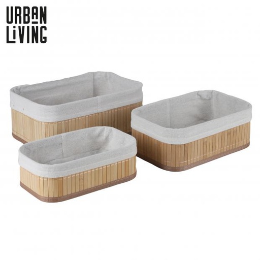 BAMBOU & CO - 3 PANIERS DE RANGEMENT AVEC TISSU