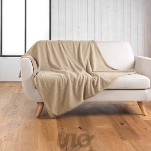 PLAID 125 x 150 CM BOUCLETTE UNIE WOOLY BEIGE