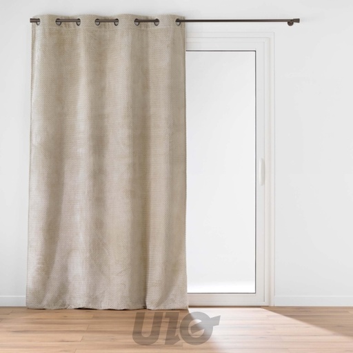 RIDEAU À OEILLETS 140 x 240 CM FLANELLE RELIEF UNIE FLANELA BEIGE