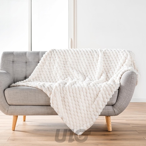PLAID 220 x 240 CM IMITATION FOURRURE/SHERPA FROSTY NATUREL