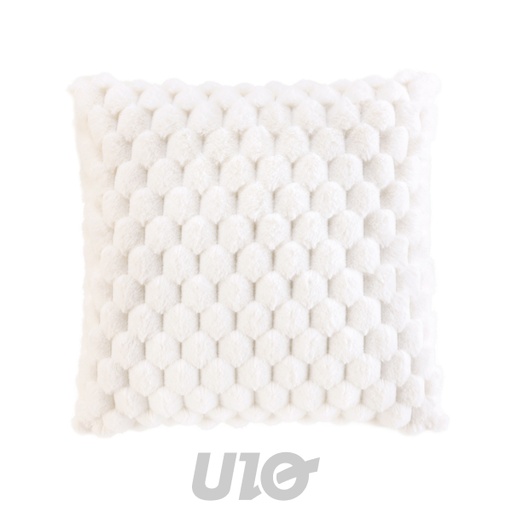 COUSSIN DÉHOUSSABLE 45x45 CM IMITATION FOURRURE/VELOURS FROSTY NATUREL