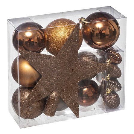 KIT BOULES DE NOËL - 18 PIÈCES - COULEUR BRONZE - D3CMx H4.2CM