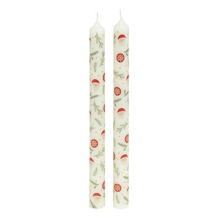 2 BOUGIES BÂTON IMPRIMÉES PÈRE NOËL - 140G