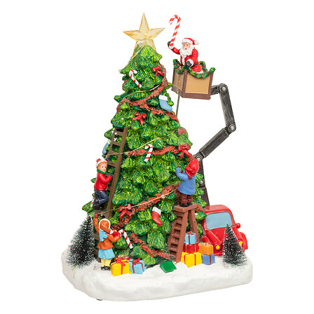 VILLAGE DE NOËL - SAPIN MUSICAL ET LUMINEUX AVEC MOUVEMENT - PÈRE NOËL - 27 LEDS - À 3 PILES AA NON INCLUSES