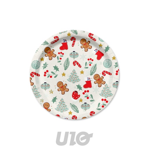 SET DE 6 ASSIETTES EN CARTON - D18.5CM - MOTIF BISCUIT