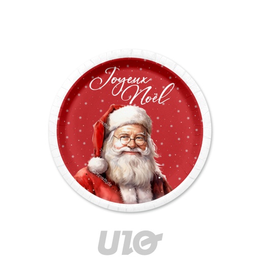 SET DE 6 ASSIETTES EN CARTON - D18.5CM - MOTIF PÈRE NOËL