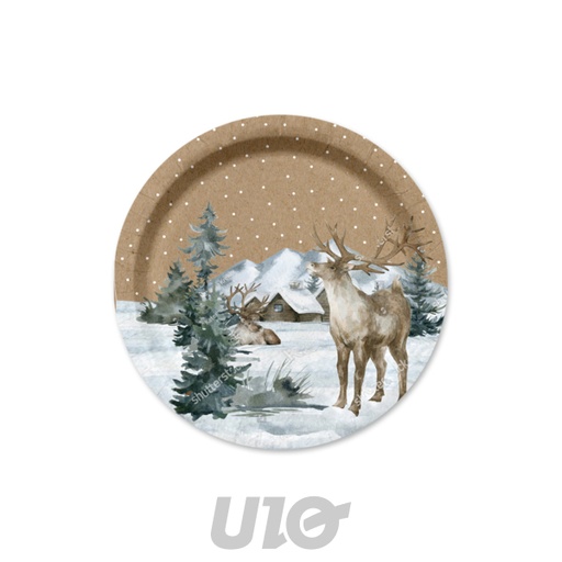 SET DE 6 ASSIETTES EN CARTON - D18.5CM - MOTIF - COTTAGE