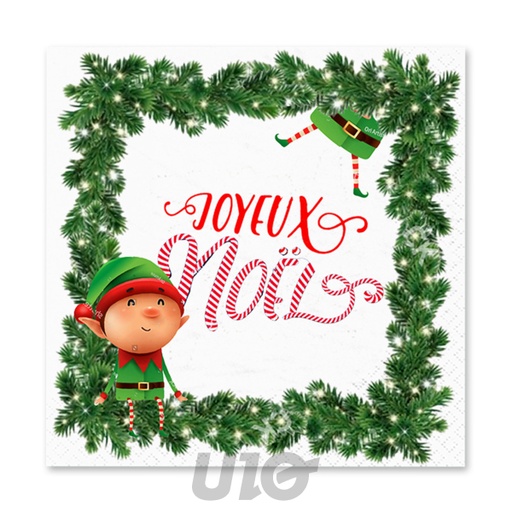 SET DE 20 SERVIETTES EN PAPIER - 3 PLIS -  33x33CM - MOTIF LUTIN FARCEUR