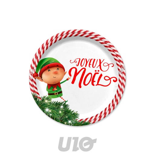 SET DE 6 ASSIETTES EN CARTON - D18.5CM - MOTIF LUTIN FARCEUR