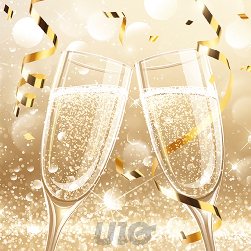 SET DE 20 SERVIETTES PAPIER - MOTIF FLÛTES DE CHAMPAGNE OR - 3 PLIS - 33x33CM