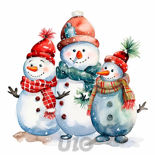 SET DE 20 SERVIETTES PAPIER - MOTIF 3 BONHOMMES DE NEIGE - 3 PLIS 33x33CM