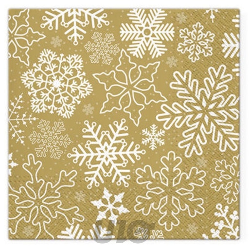 SET DE 20 SERVIETTES EN PAPIER - 3 PLIS - 33x33CM - MOTIF FLOCONS BLANCS