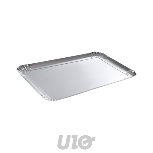 SET DE 3 PLATEAUX RECTANGLE - 29x39CM - COULEUR ARGENT