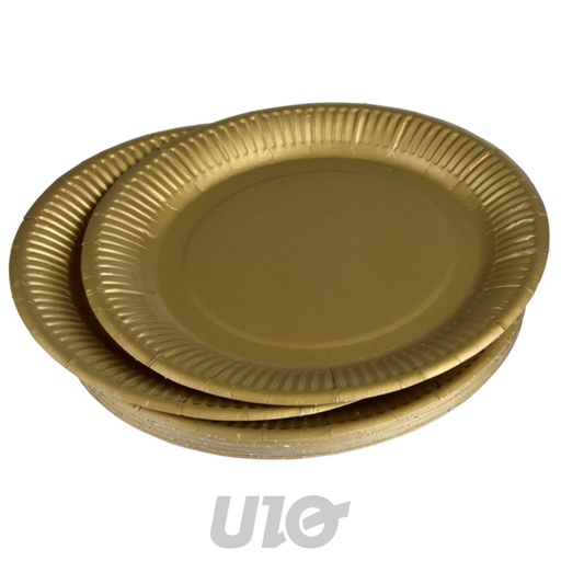 SET DE 10 ASSIETTES EN CARTON - D26CM - COULEUR OR