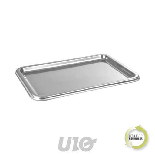 SET DE 2 PLATEAUX RECTANGLES - 35x25CM  - COULEUR ARGENT