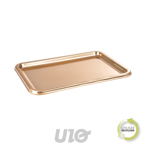 SET DE 2 PLATEAUX RECTANGLES - 35x25CM - COULEUR OR