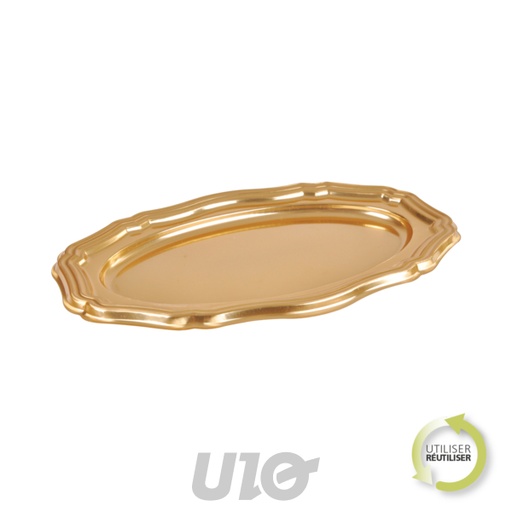 SET DE 2 PLATEAUX OVALES LOUIS XV - 58x30CM - COULEUR OR