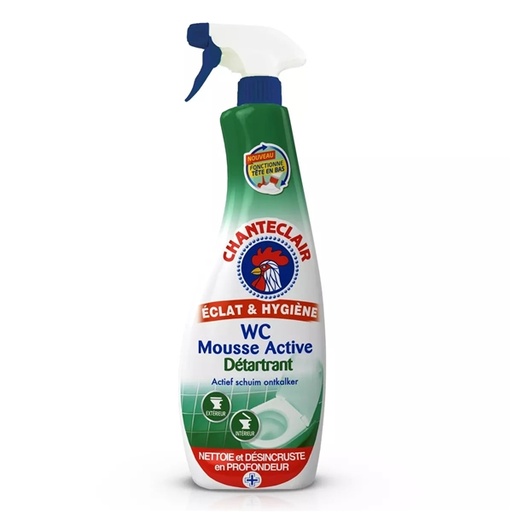 Chante Clair Vaporisateur WC Mousse Active Détartrant, Éclat & Hygiène 625ml