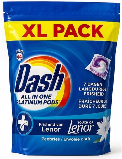 Dash Platinum Tout en 1 Pods Lessive 44 Doses Envolée d'Air Grand Format