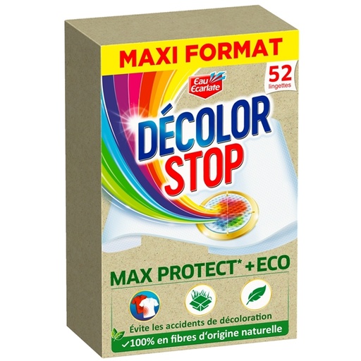 EAU ECARLATE DECOLOR STOP - LINGETTES - 52 PIÈCES MAX PROTECT ECO - MAXI FORMAT