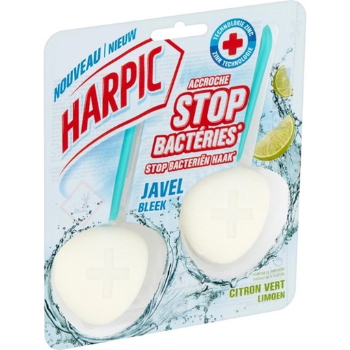 HARPIC BLOC WC GALET HYGIÈNE AVEC JAVEL - CITRON VERT - 2 PIÈCES