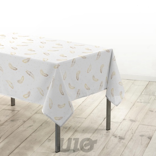 NAPPE RECTANGLE EN MICROFIBRE - 140x240CM - IMPRIMÉE MÉTALLISÉE ADORA BLANC-OR