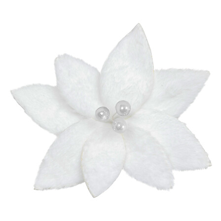 Sujet de Noël en Polyester - Poinsettia - Blanc - D25cm