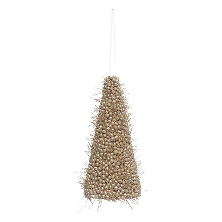 Sujet de Noël en Polystyrène - Sapin avec Piquants - Champagne - H15cm
