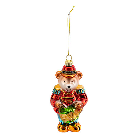 Sujet de Noël en Verre - Ours avec Tambour - H12cm
