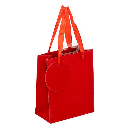 Sac Cadeau - Petite Taille - Paillettes Rouge - L11,5xP6xH14cm