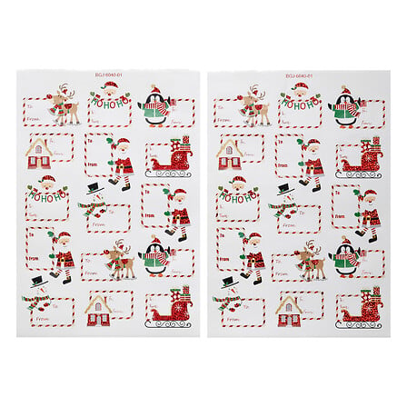 Étiquettes cadeaux - Planche de 30 étiquettes - 14,8x21cm - Autocollantes Décor Père Noël
