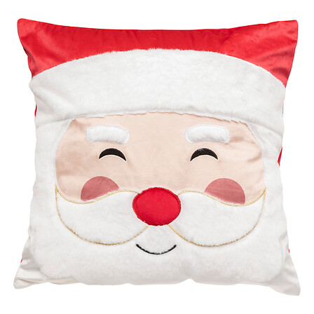 Coussin Décor Père Noël - 40x40cm - Blanc et Rouge