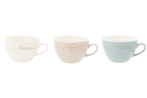 TASSE DE 44CL AVEC MOTIF "HOME-ENJOY-LOVE" - D11.5XH7.5CM