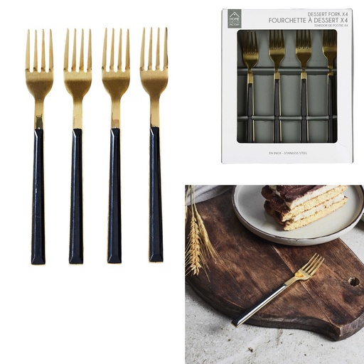 4 FOURCHETTES À DESSERT NOIRES - CHARLOTTE
